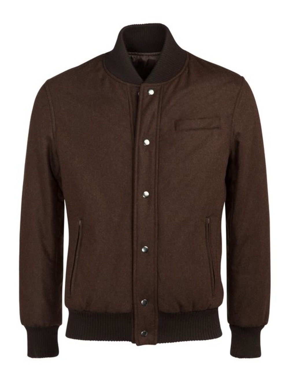 Suitsupply Brown Wool Bomber Varsity Jacket